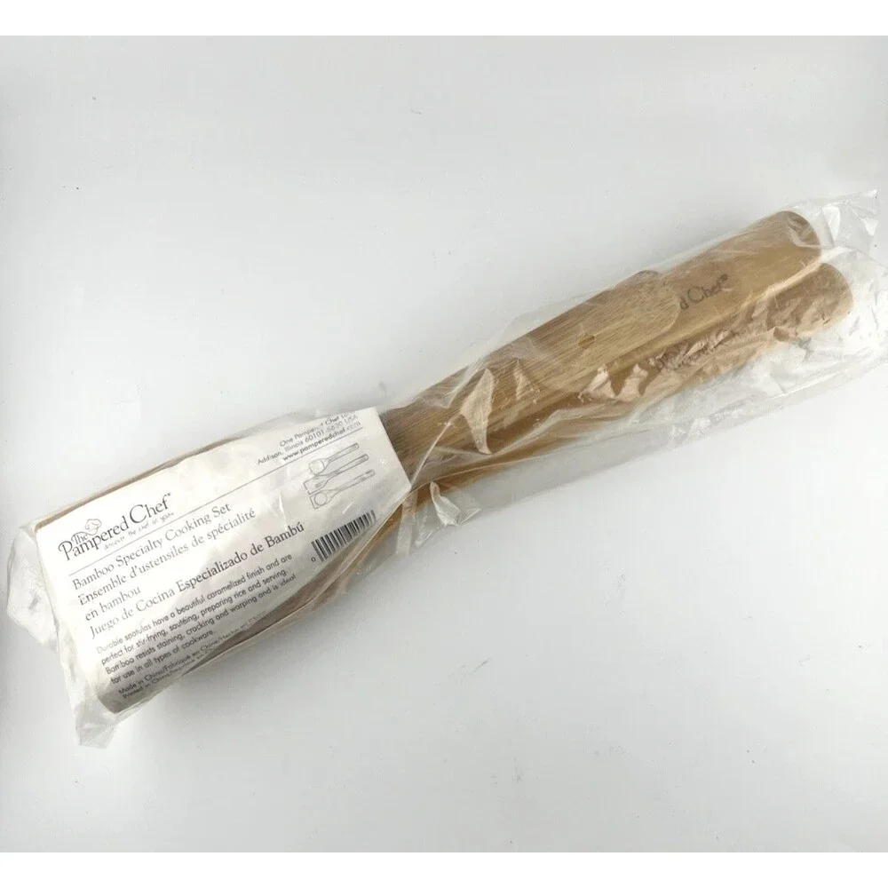 Pampered Chef Bamboo Specialty Cooking Set Spatulas # 2044 Retired NIP NOS Rare